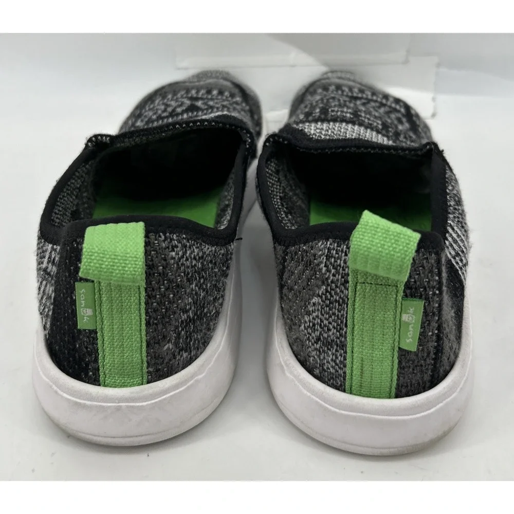 Sanuk China Quest Knit Slip On Shoes Black And Grey Mens Size 8 Women's 9